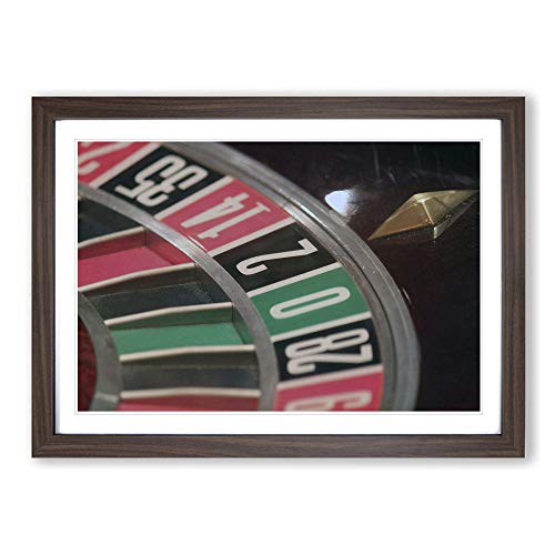 Roulette Table Casino (1) Framed Print - A2 Walnut Framed Wall Art - Ready to Hang - Modern Nature Picture - Living Room Bedroom Lounge Office