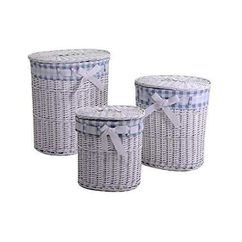 Vacchetti 1920320000 Basket, Wickers, White Blue, Medium, 3 units