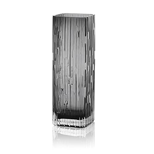 Rxcvkmw Modern Minimalist Glass Square vase, Crystal Glass vase, vase, Dry vase (Grey)