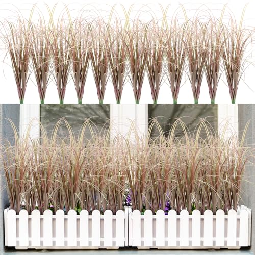 LUZOGA 36Pcs Artificial Grass Plants, Faux Shrubs Wheat Grass, Fake Tall Grass Plants for Outdoor Decor, Greenery Stems Weed for Room Indoor Home Decor???Purple???