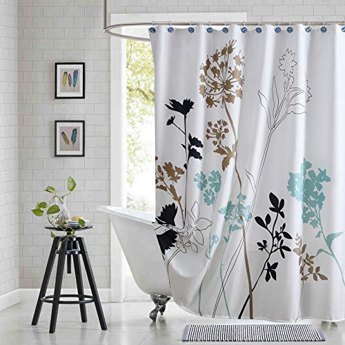 "BESTRIPES Silhouette Fabric Shower Curtain (72"" W x 72"" H, Silhouette-Blue)"