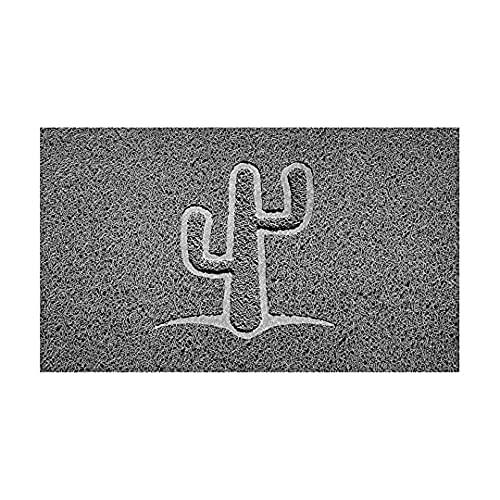 Nicoman Embossed Spaghetti Door Mat Dirt-Trapper Jet-Washable Doormat 70x43cm (Grey, CACTUS Shape) - Use Indoor or Sheltered Outdoor