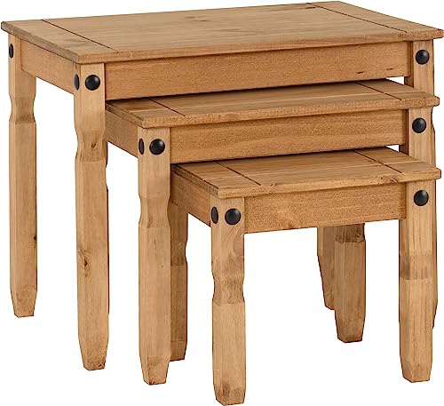 Seconique Corona Nest Of Tables in Distressed Waxed Pine