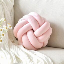 VBGYA Knot Pillow Ball, Soft Home Decorative Throw Pillows Cushion, Round Changeability Knotted Pillows, Modern Home Handmade Cushions for Bedroom, Sofa, Couch (8 Inch, Light Pink)