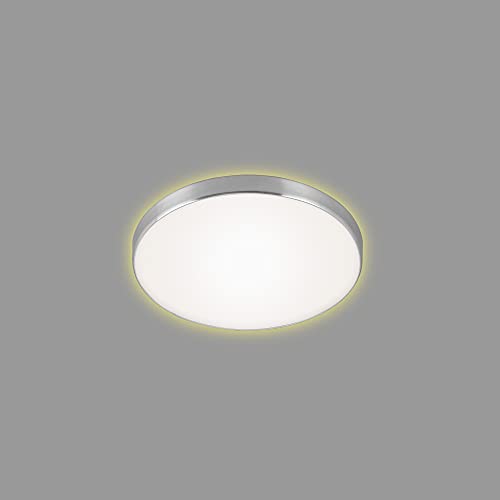 BRILONER Leuchten LED Ceiling Light with Backlight Effect 12 Watt 1200 Lumen 3000 Kelvin White/Aluminium Coloured Diameter 28.5 cm