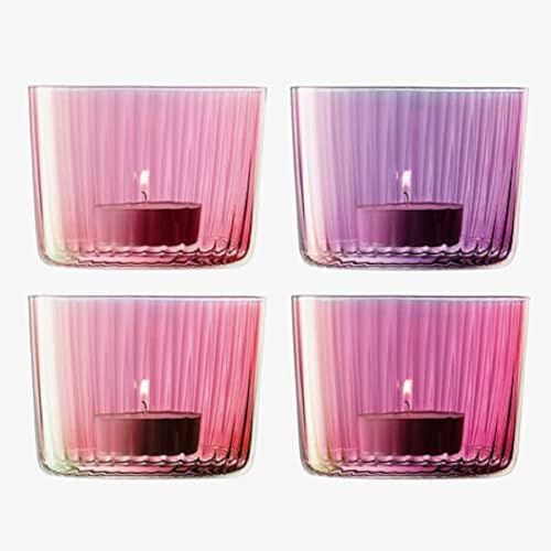 LSA International Gems Tealight Holder H6cm Assorted Garnet - Set of 4 - Hand Painted Glassware - GM08