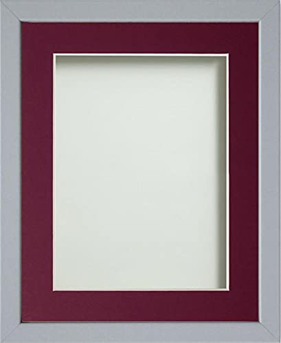 Frame Company Jellybean Range Grey Wooden A3 Picture Photo Frame with Plum Mount for Image A4 * Choice of Colours & Sizes* Fitted with Perspex
