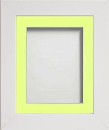 Frame Company Watson White Picture Photo Frame fitted with Perspex, 12x10 inch with Lemon Bon Bon Mount for image size 8x6 inch