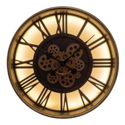 Lesser & Pavey Cog Clocks LED Cog Clock Light Up Gold 51cm - Modern Wall Clock for Living Room Bedroom Kitchen - LED Illuminated Mantelpiece & Desk Clocks - Decorative Home