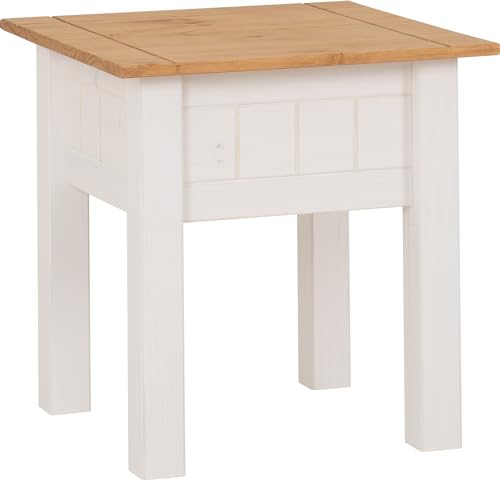 Seconique Lamp Table, Engineered Wood, White/Natural Wax, W 505mm x D 505mm x H 525mm