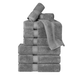 Superior Egyptian Cotton Pile 9 Piece Towel Set, Includes 3 Bath, 3 Hand, 3 Face Towels/Washcloths, Ultra Soft Luxury Towels, Thick Plush Essentials, Guest Bath, Spa, Hotel Bathroom, Charcoal