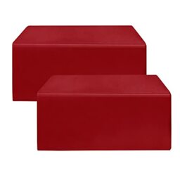 HolidayIdeas 2 Pack Red Fitted Tablecloth for 8ft Tables, 4-Sided Christmas Table Cover for Holiday Markets, Yard Parties, & Gift Tables, Wrinkle-Resistant Washable Xmas Decorations