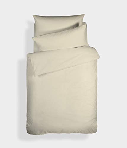 Plain Dyed Cotton Percale Cream 200TC Flat Sheet 180 x 280 cm
