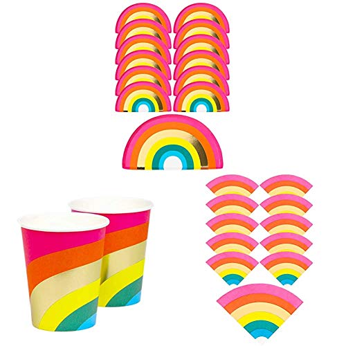Talking Tables Rainbow Paper Plates, Cups, Napkins - Rainbow Themed Party Tableware Decorations for Kids or Adults Birthdays - Ideal for Pride Parties, Baby Shower, Garden, Picnic BBQ