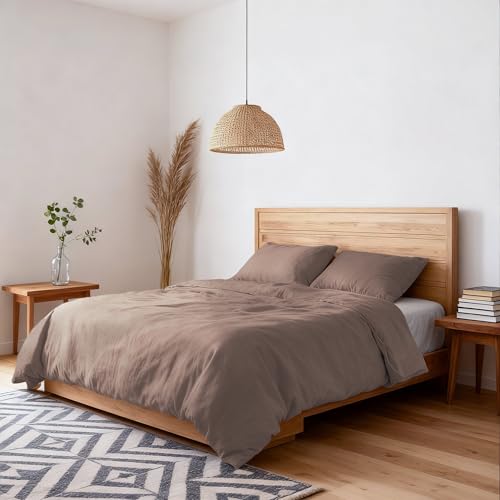 Water Washed Effect Double Duvet Cover Set, Duvet Cover 250 x 200 cm with Envelope and Two Pillowcases - Dusky Pink