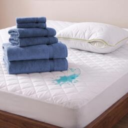 BERIBO Comfort Towel Set with Pillow & Mattress Protector (King, Navy)