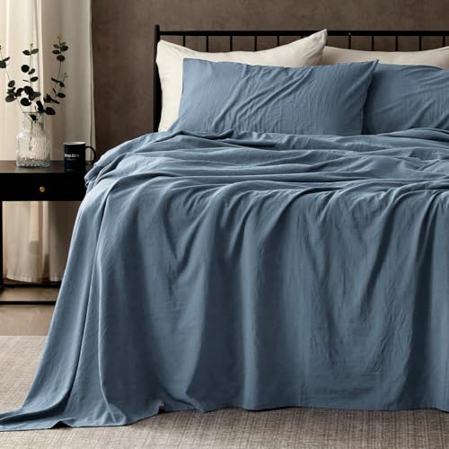 SLEEP ZONE Bed Sheets - Twin Sheets Set for Bed - Washed Microfiber - 3 Piece Hotel Luxury Bedding Sheets with Fitted Sheet, Flat Sheet & 1 Pillowcases - Deep Pocket (Flint Stone Blue)