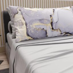PETTI Artigiani Italiani - Cotton Sheets with Pillowcases in Digital Print, Double Bedsheets, Complete Bed Set, Grey, 100% Made in Italy