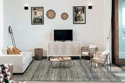 HAMID - Wool and Jute Rugs Olivia Hand Woven Wool Jute Rug for Living Room Bedroom Blue Veins (80 x 150 cm)