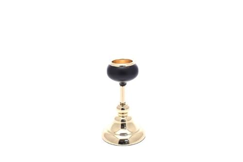 PARTENOPE SRL Black/Gold CANDLE HOLDER d.11 h20 2628316, As Photos, Unique