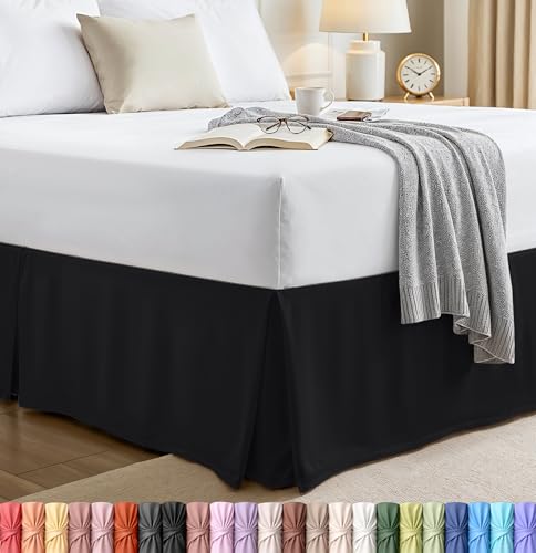 Utopia Bedding Full Bed-Skirt Black - Quadruple Pleated, Brushed Velvety Microfiber - Comfortable, Wrinkle, Fade, Stain & Abrasion Resistant - Hotel Quality Extremely Durable