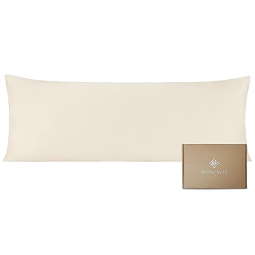 "BIOWEAVES 100% Organic Cotton Body Pillow Cover for Body Pillowcases 300 Thread Count Soft Sateen Weave GOTS Certified with Zipped Closure - 21"" x 54"", Natural"