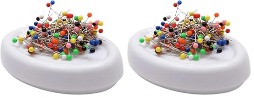 Trimz Magnetic Pin Cushion, White, 12 x 8 x 3 cm (Pack of 2)