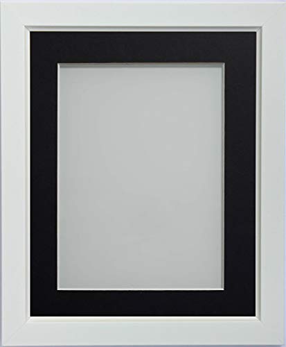 Frame Company Ainsworth Range White 12x10 inch Picture Photo Frame with Black Mount for Image 10x8 inch * Choice of Sizes* Fitted with Real Glass