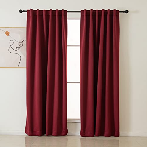 "Pickluc Blackout Curtains 84 Inches Long 2 Panels, Black Out Drapes for Bedroom or Living Room, Back Tab and Rod Pocket Top, Set of Two, Burgundy Red, 52"" Wide and 84"" Length."