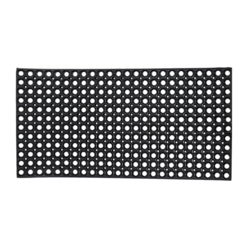Relaxdays Rubber Doormat, 100 x 50 cm, Weatherproof, Anti-Slip, Indoor & Outdoor Shoe Mat, Textured, with Holes, Black