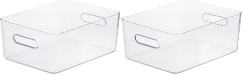 SmartStore Compact Clear Storage Box L 15.4l - Large Transparent Organiser - Premium Quality for Space Saving - Stackable Versatile - Home Office Bathroom Living Room (Pack of 2)