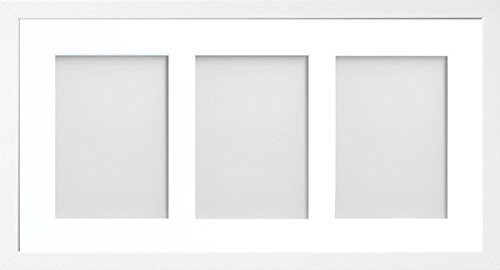 Allington Range 20x10-inch White Picture Photo Frame with White 3-Aperture Mount for Image Size 7x5-inch (Portrait)