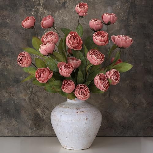 "VIERENA 6 Pcs Faux Silk Peony Artificial Flowers for Vase -27"", Bulk Fake Peonies Branches with Stems for DIY Bouquet Centerpieces Wedding Fillers Arrangements Shower Decorations (Dusty Pink)"