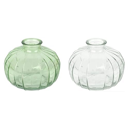 Talking Tables Green Glass Bud Vase for flowers, s & Talking Tables Clear Glass Bud Vase for flowers, s Table Decor Bundle