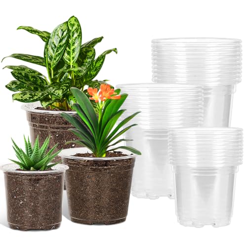 JERIA Clear Nursery Pots with Drainage Holes (5/6/7 Inch)