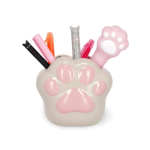 LEGAMI - Ceramic Pen Holder, Kitty Paw Theme, Desk Friends, Hand Painted, Gift Idea, Desk Organizer