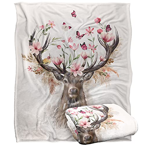 Bcreative - Reinders Reinders Floral Deer Silky Touch Super Soft Throw Blanket 152 X 127 Cm