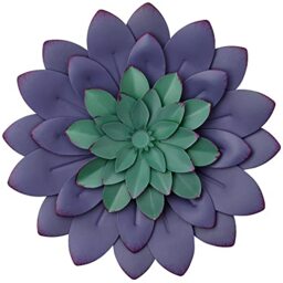 Everydecor Succulent Metal Flowers Wall Decor – Purple, Hand Painted, 3D Flower Art Decoration for Living Room, Bedroom, Kitchen, Bathroom - Floral Decor for Indoor & Outdoor Use