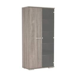 Demeyere Santos 1 Glass Door 1 Door Display Unit, Chipboard, Prata oak, 86.7 cm x 42.2 cm x 177.9 cm (LxWxH)