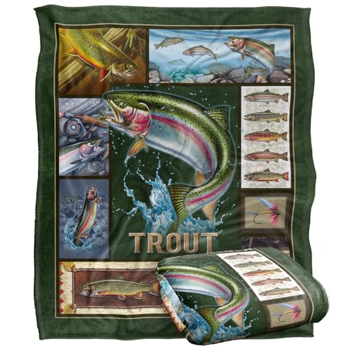 Jq Licensing Trout Fishing Silky Touch Super Soft Throw Blanket 152 X 127 Cm