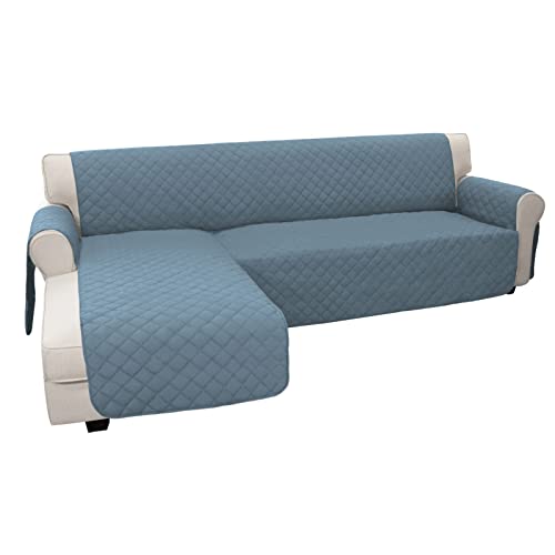 Easy-Going Reversible Sofa Cover L Shape Cover for Pets Kids Dogs Cats (XL, Light Blue/Light Blue)