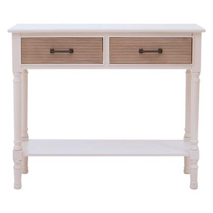 Premier Housewares 2 Drawer Console Table for Hallway & Living Room, w90 x d33 x h75cm, Pearl White - Heritage