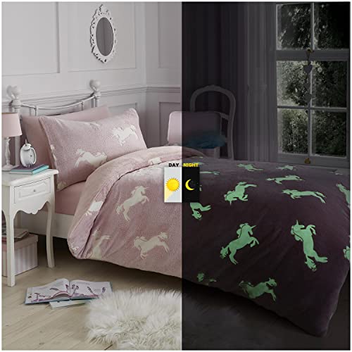 GC GAVENO CAVAILIA Fluffy Duvet Cover Set, Glow In Dark Warm & Snuggle Bedding King Size, Cuddle Thermal Bed Covers, Pink