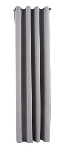 Gardinenbox NewYork Opaque Curtain Grey H x W 225 x 140 cm Pack of 1 Thermal Blackout Curtain Blackout Eyelets Soundproofing Oeko-Tex UV Protection Tieback 201920600