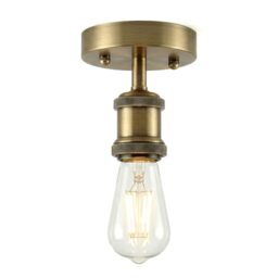 DC VOLTAGE Retro Flush Mount Ceiling Light Green Brass E27 Lamp Holder
