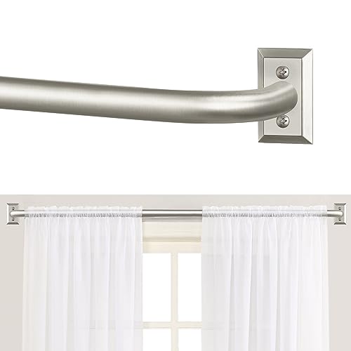 TANGWIN Nickel Wrap Around Curtain Rods 72 to 144 Inch:Blackout Heavy Duty Adjustable Long Window Curtain Rod Room Darkening,Modern Decorative Curved French Metal Drapery Rod Easy Install,Satin Nickel
