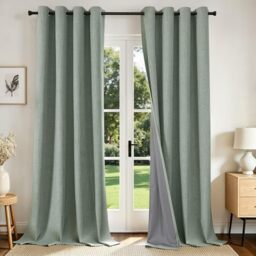 Joydeco Sage Green Blackout Curtains 120 Inches Long, Extra Long Blackout Curtains for Living Room Bedroom, Linen Textured Room Darkening Curtains for Windows with Grommets(52x120, Sage Green)