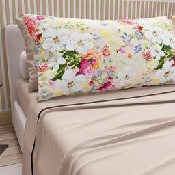 PETTI Artigiani Italiani - Double Bed Sheets in Cotton with Pillowcases in Digital Print, for Double Bed, Complete Fitted Sheet Top and Bottom Sheet, Beige, 100% Made in Italy