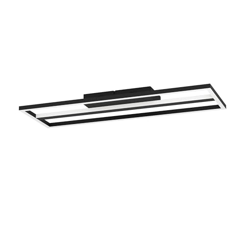 EGLO connect.z Smart Home LED ceiling light Calagrano-Z, Zigbee, app and voice control Alexa, tunable white (warm - cool white), RGB backlight, dimmable spotlight, black metal lamp, 25 x 8.6 in