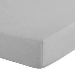 Eurofirany - Fitted Sheet 180 x 200 cm - Basic Cotton Flat Sheet with Elastic Band, Durable - for Thick Mattresses 30 cm Deep Pocket - Many Colours, Silver